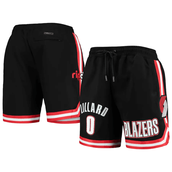 Men's Portland Trail Blazers #0 Damian Lillard Black Shorts - Click Image to Close